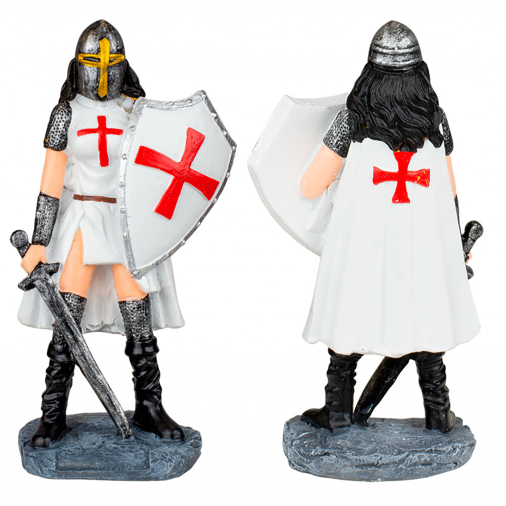 Templar woman miniature with helmet, shield and sword (8 cm.)