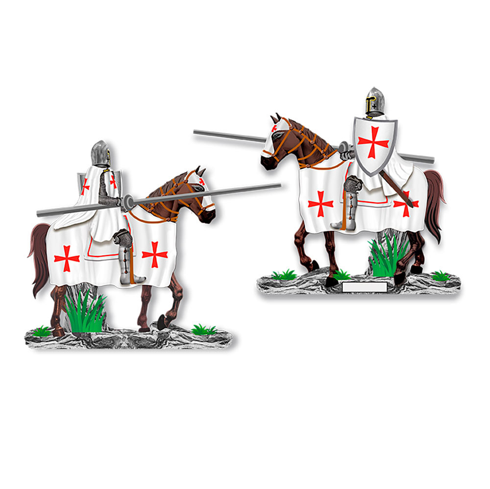 Templar Knight on horseback with shield and lance (8 cm.)