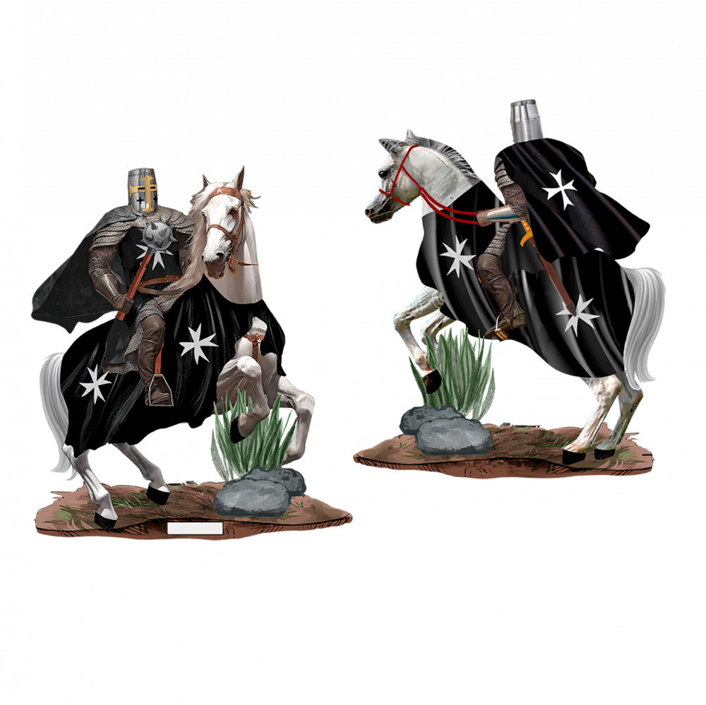 Knight Hospitaller on horseback with medieval mace (20 cm.)