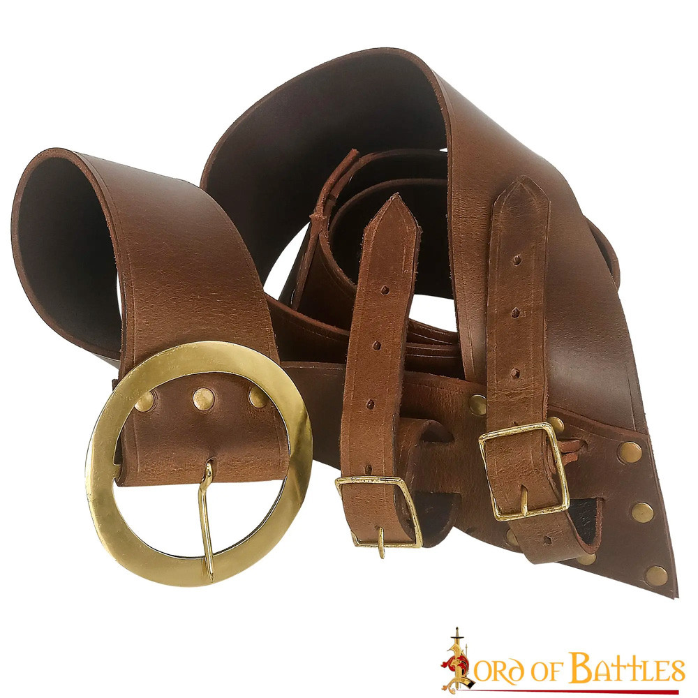Baldric with sword belt in brown leather
