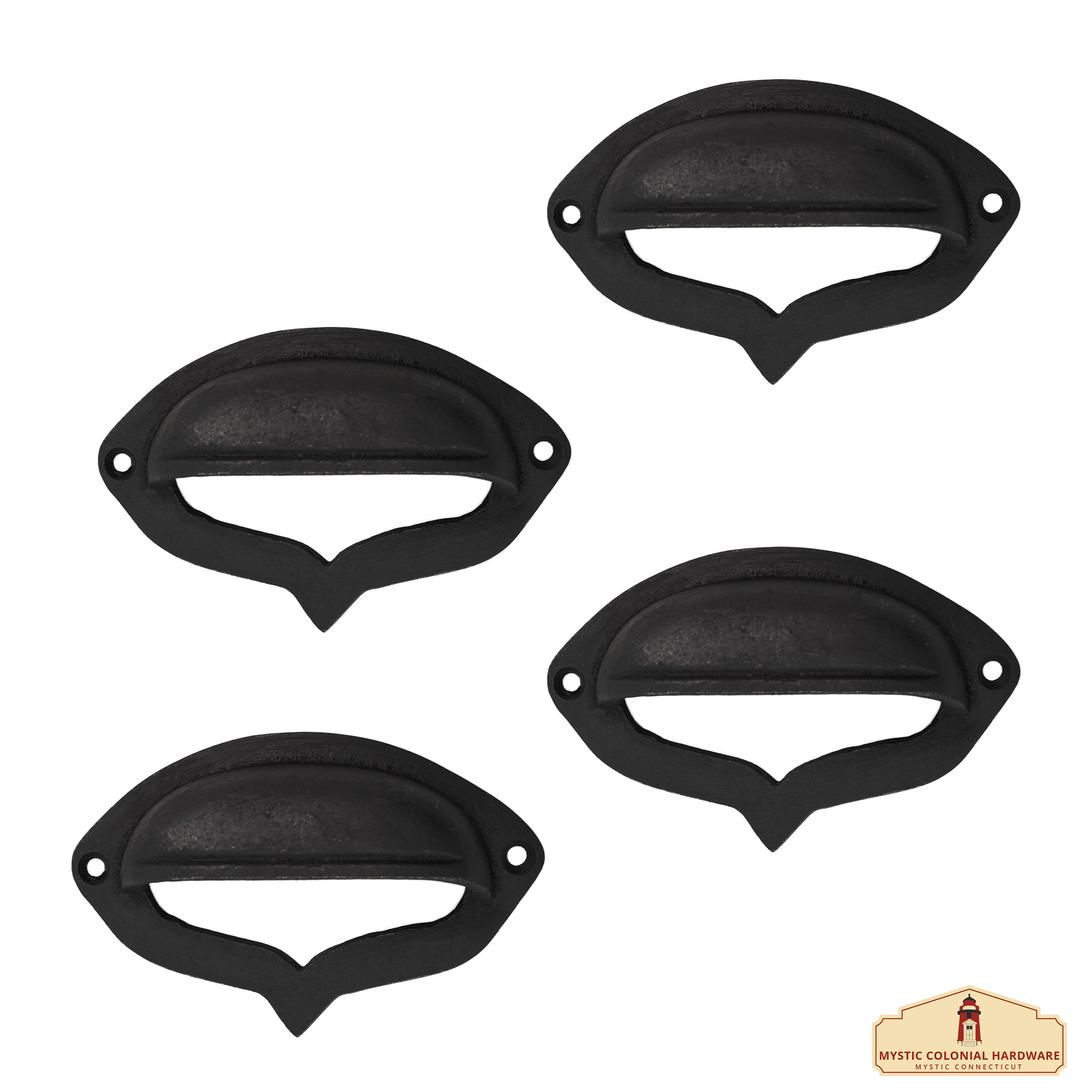 Pack of 4 medieval rustic cast iron handles (10 cm.)