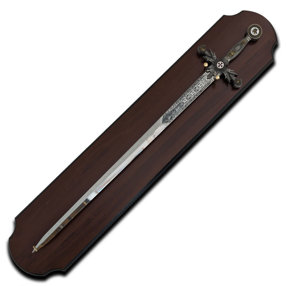 Templar Sword Pack silver finish + wooden board