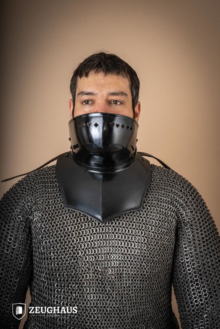 Gorget with Bevor in dark mild steel