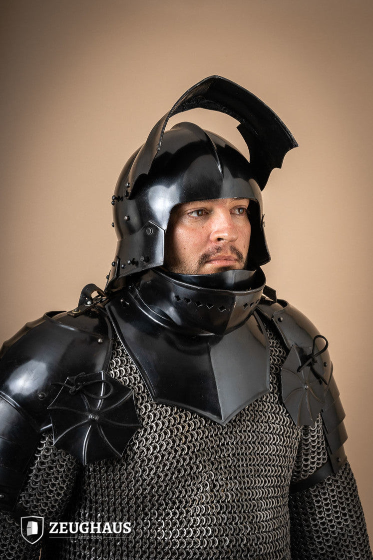 German Sallet helmet in burnished steel, 15th century