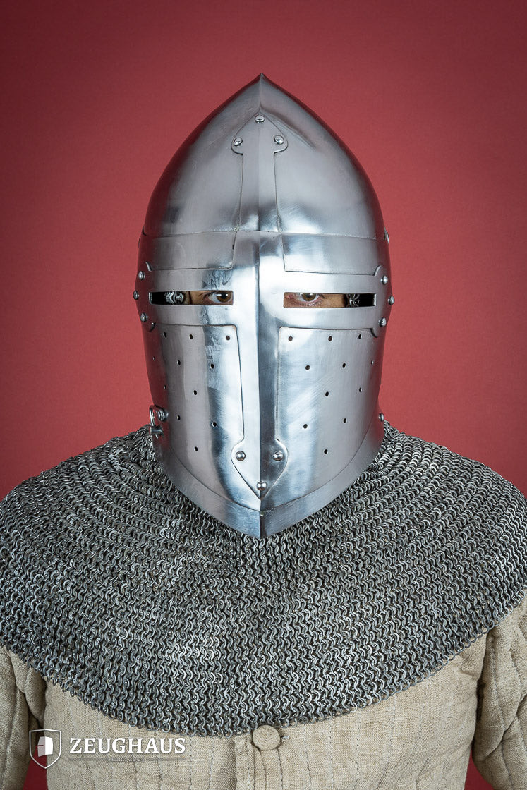 Sugar Loaf Templar Helmet with visor, polished finish
