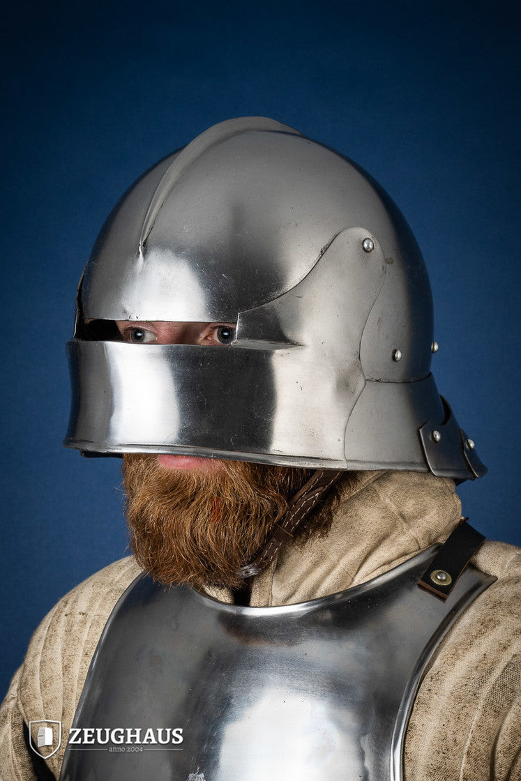 German Sallet helmet of the 15th century, polished steel (1.6 mm.)
