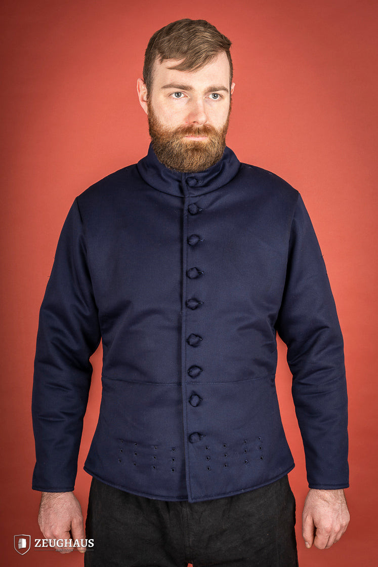Medieval cotton doublet Arming model, blue