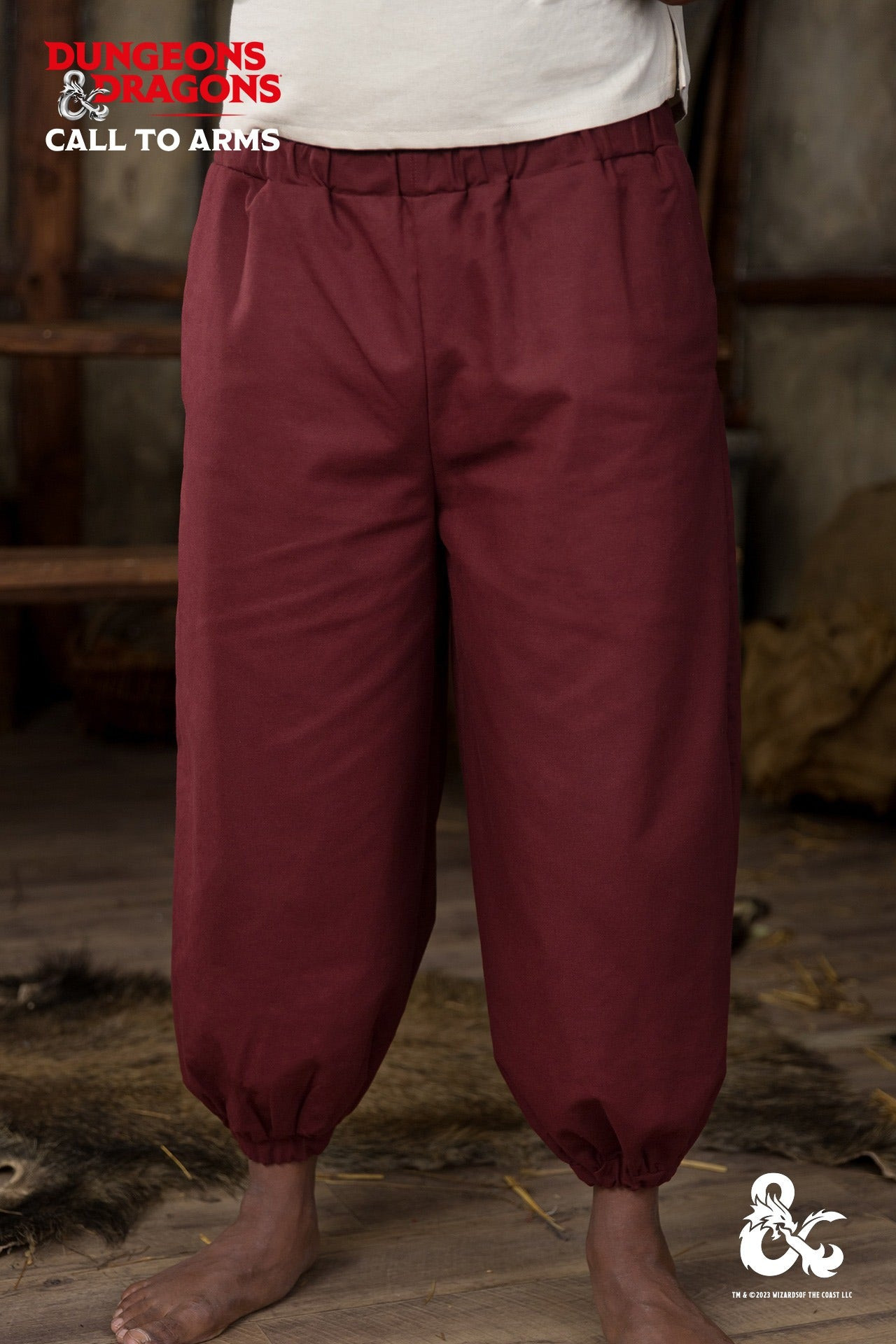 Medieval monk pants, burgundy color
