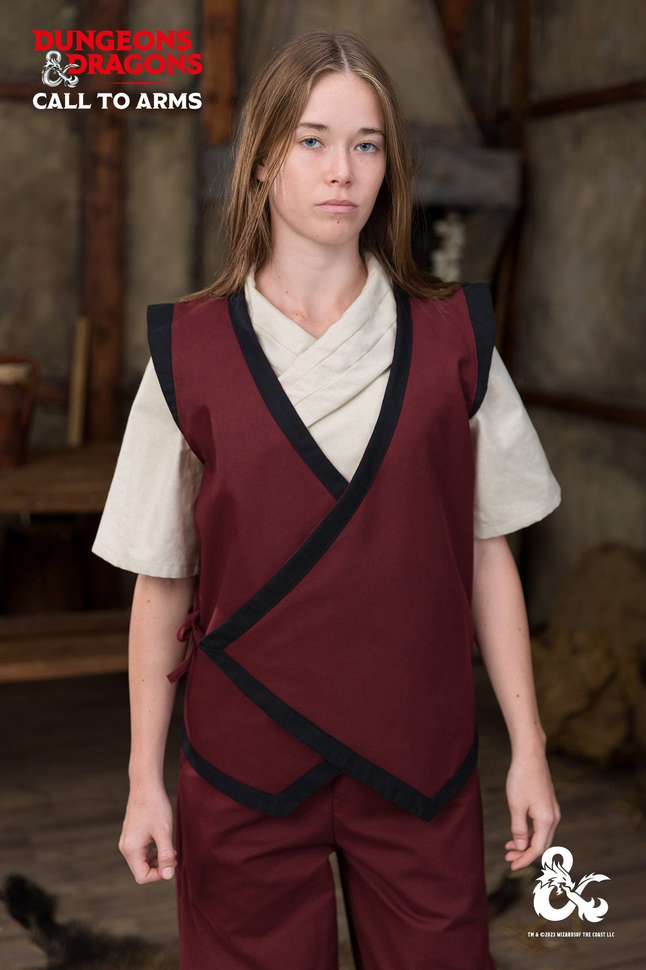 Medieval monk's vest, burgundy-black