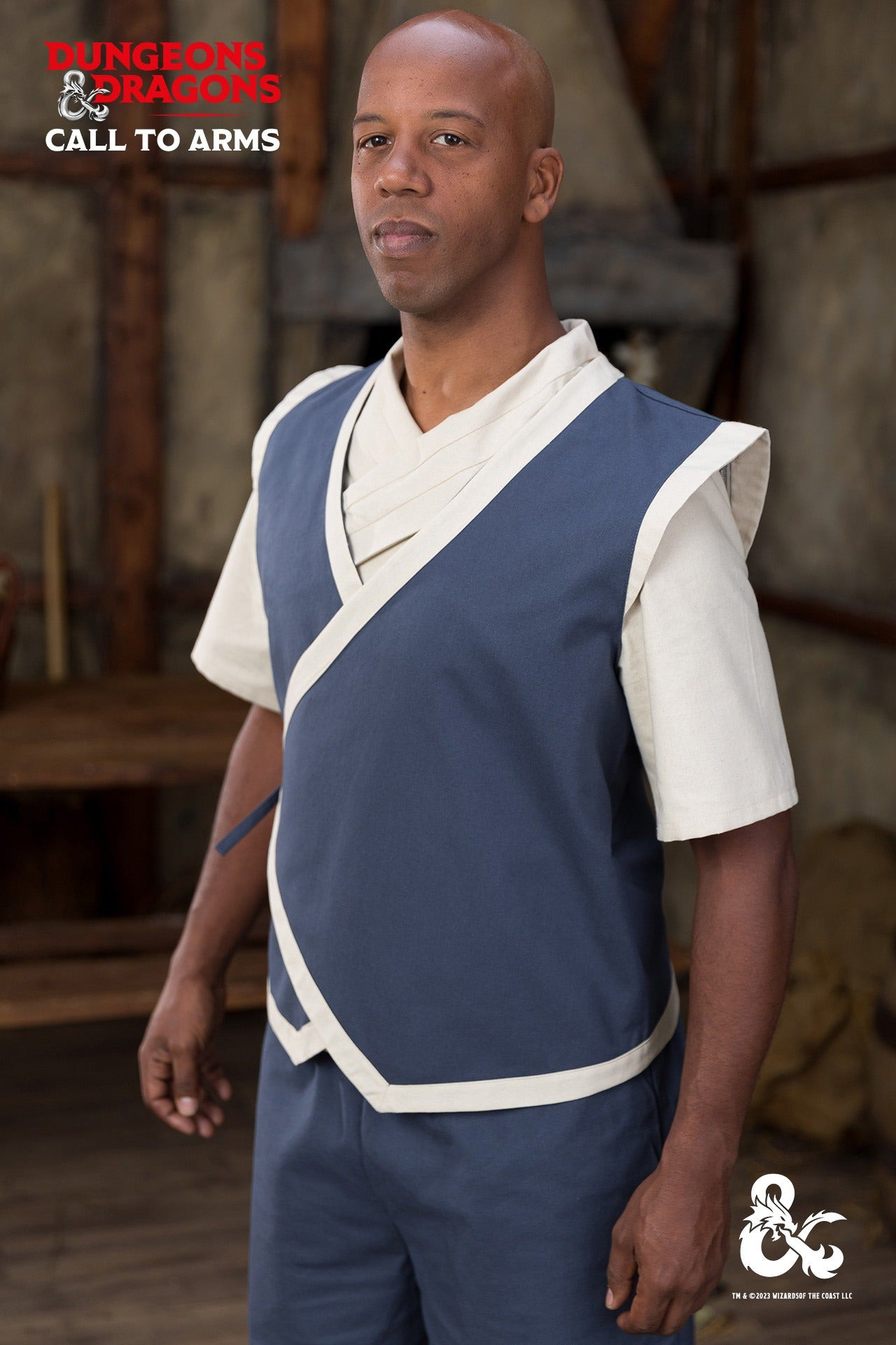 Medieval monk's vest, natural blue color
