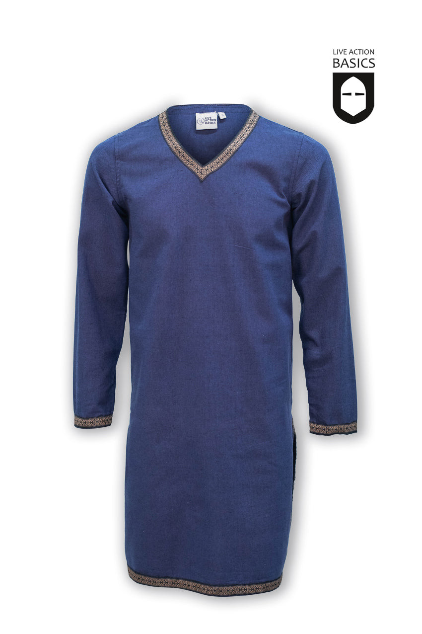 Long medieval tunic in cotton, blue