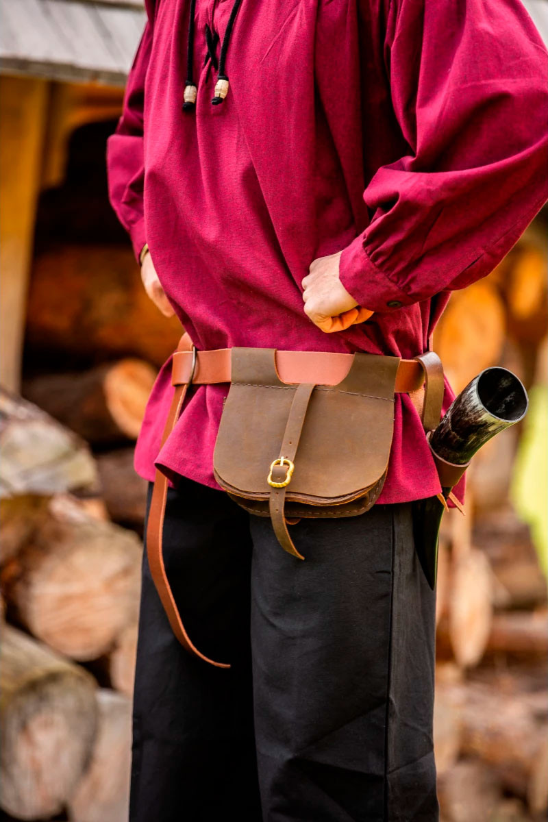 Medieval leather bag Udo model, brown