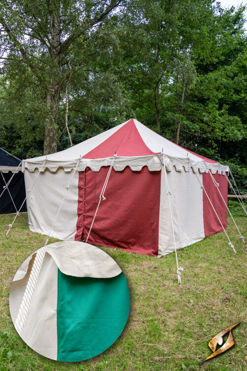 Medieval marquee tent, natural-green 4 x 4 meters (Compact Version)