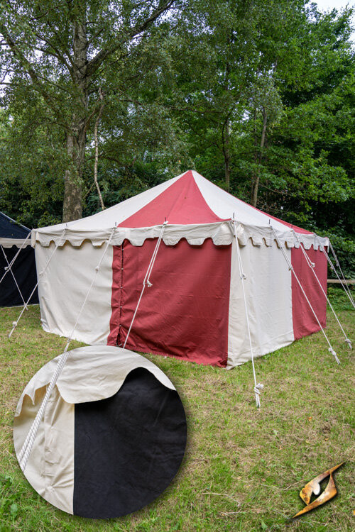 Medieval marquee tent, natural-black 4 x 4 meters (Compact Version)