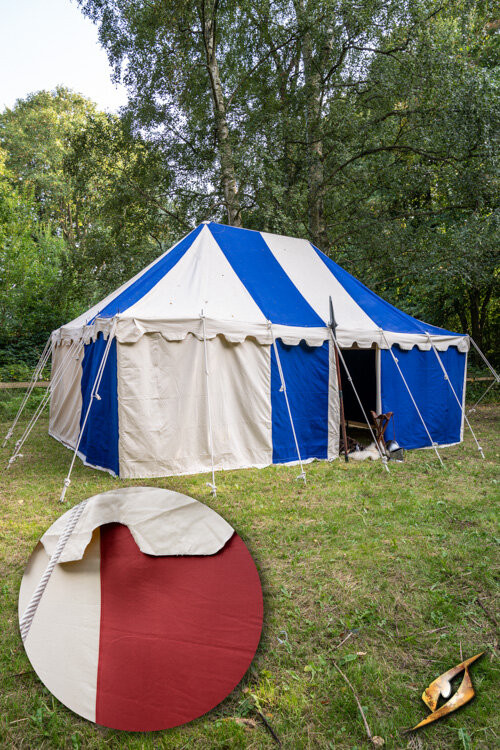 Medieval marquee tent, natural-red 4 x 6 meters. (Compact Version)