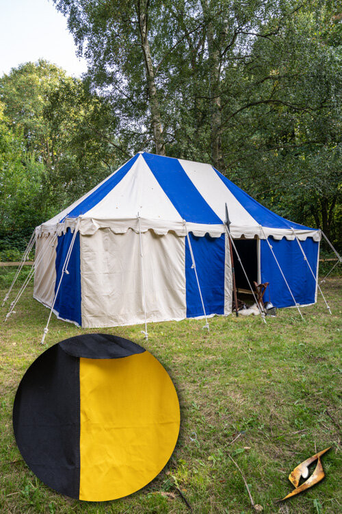 Medieval marquee tent, black-yellow 4 x 6 meters. (Compact Version)