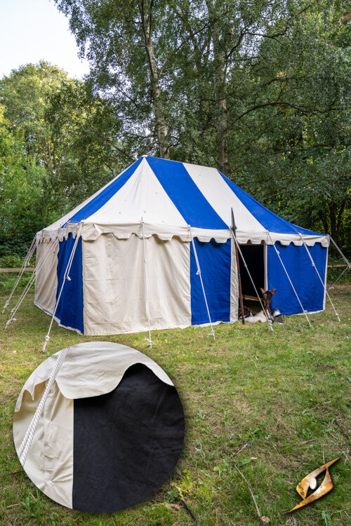 Medieval marquee tent, natural-black 4 x 6 meters. (Compact Version)