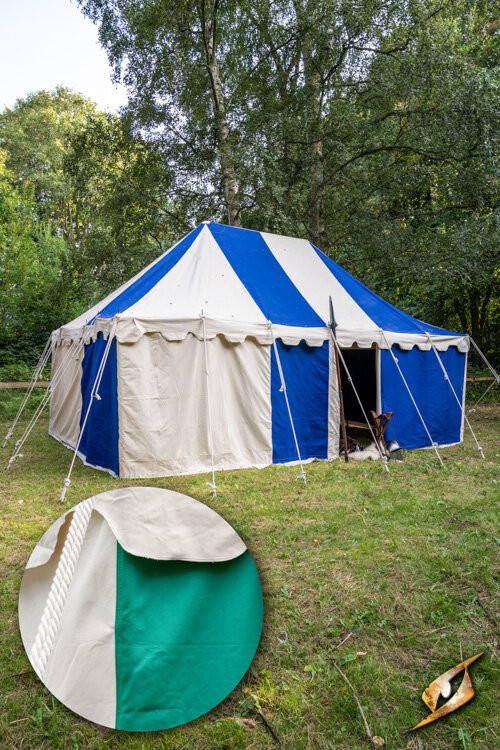 Medieval marquee tent, natural-green 4 x 6 meters. (Compact Version)