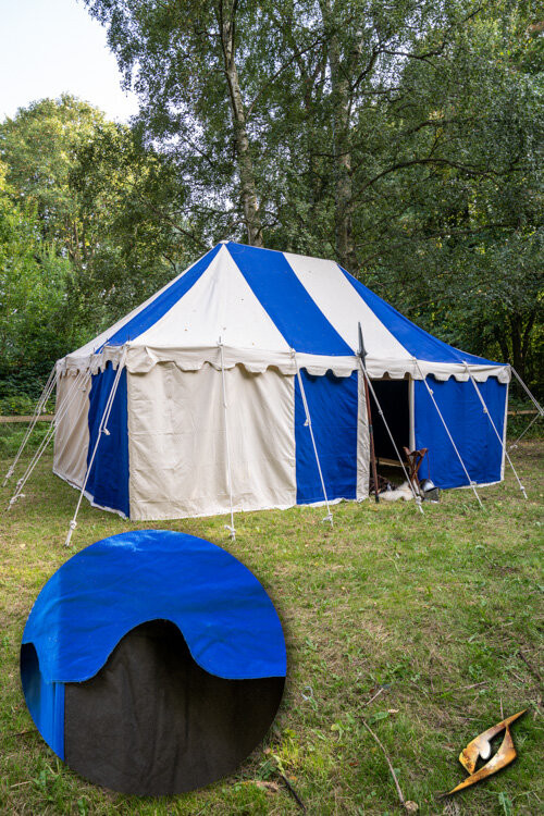 Medieval marquee tent, black-blue 4 x 6 meters. (Compact Version)