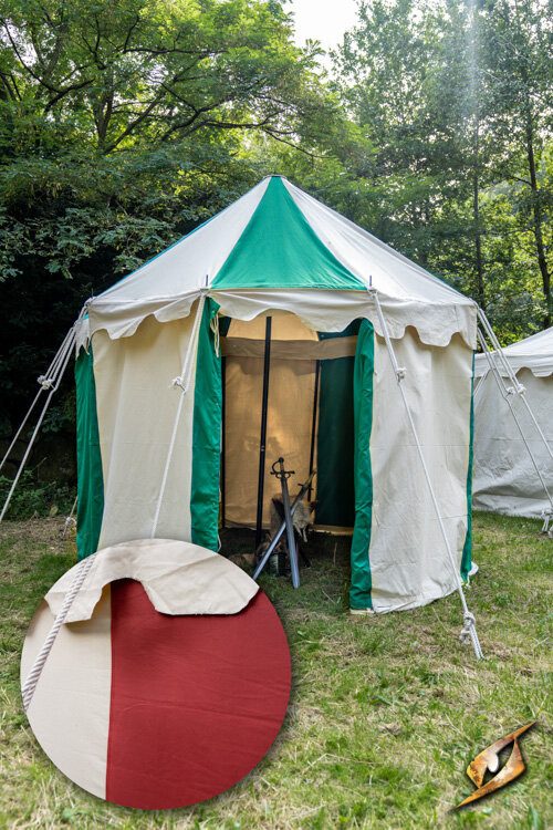 Pavilion medieval tent, natural-red 3 meters. (Compact Version)