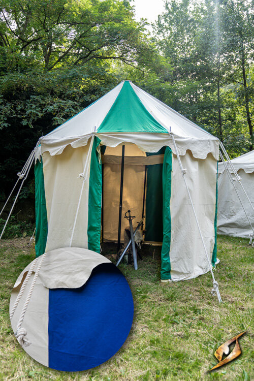 Pavilion medieval tent, natural-blue 3 meters. (Compact Version)
