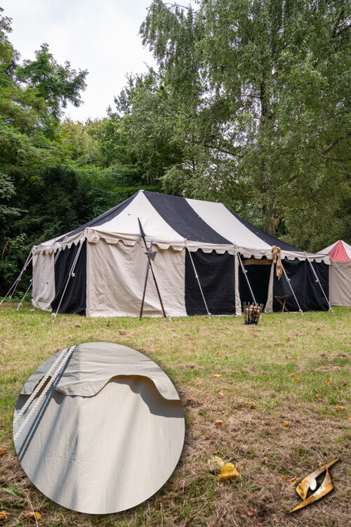 Medieval marquee tent, natural 5 x 8 meters.