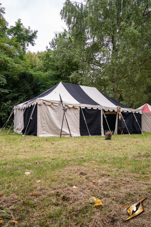 Medieval marquee tent, natural-black 5 x 8 meters. (Compact Version)