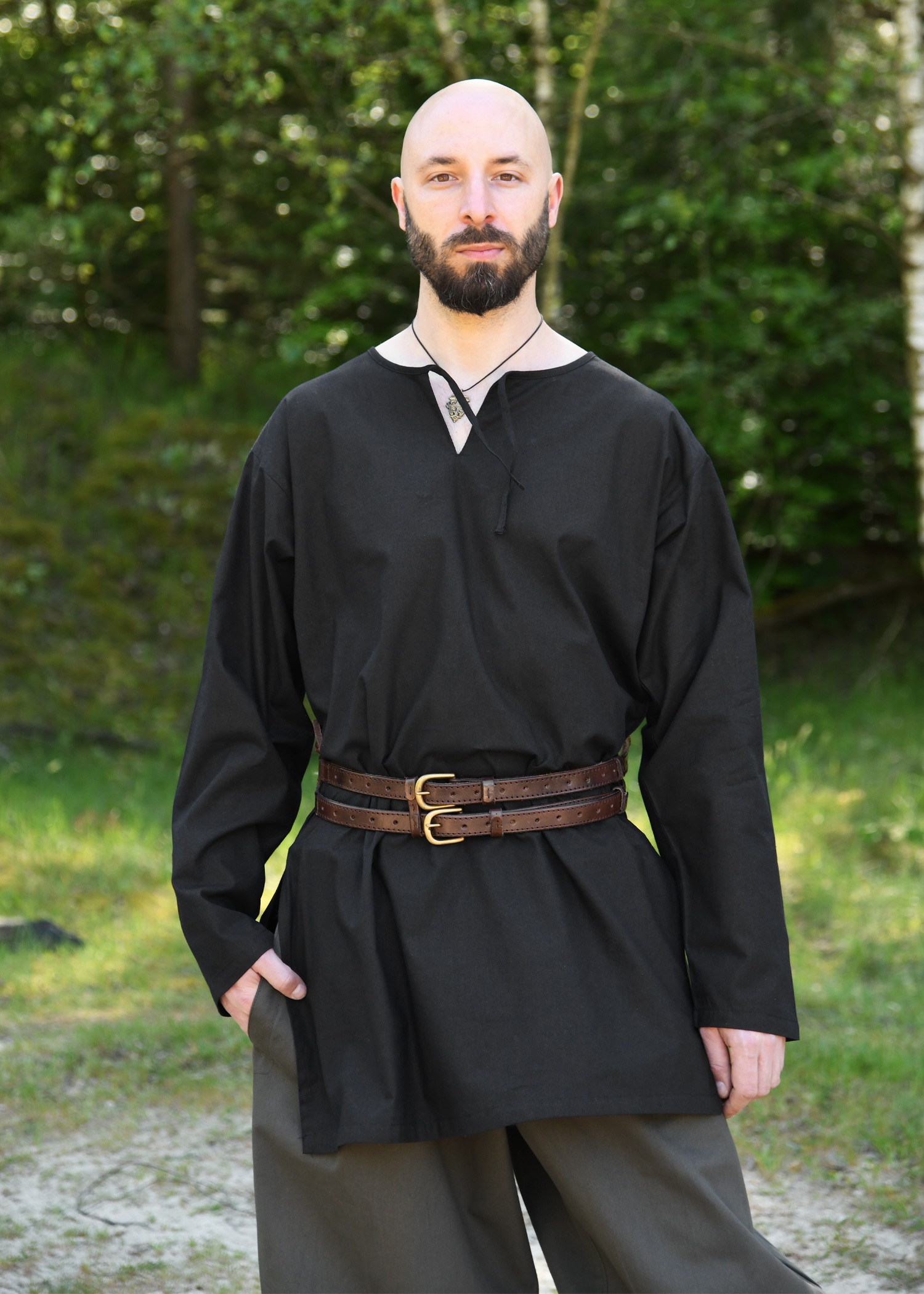 Black medieval tunic long sleeve, Gunther