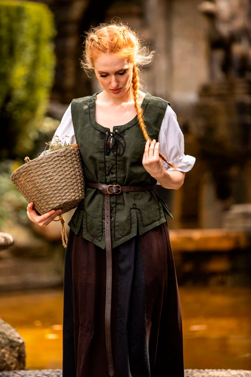 Medieval vest woman model Selma, green