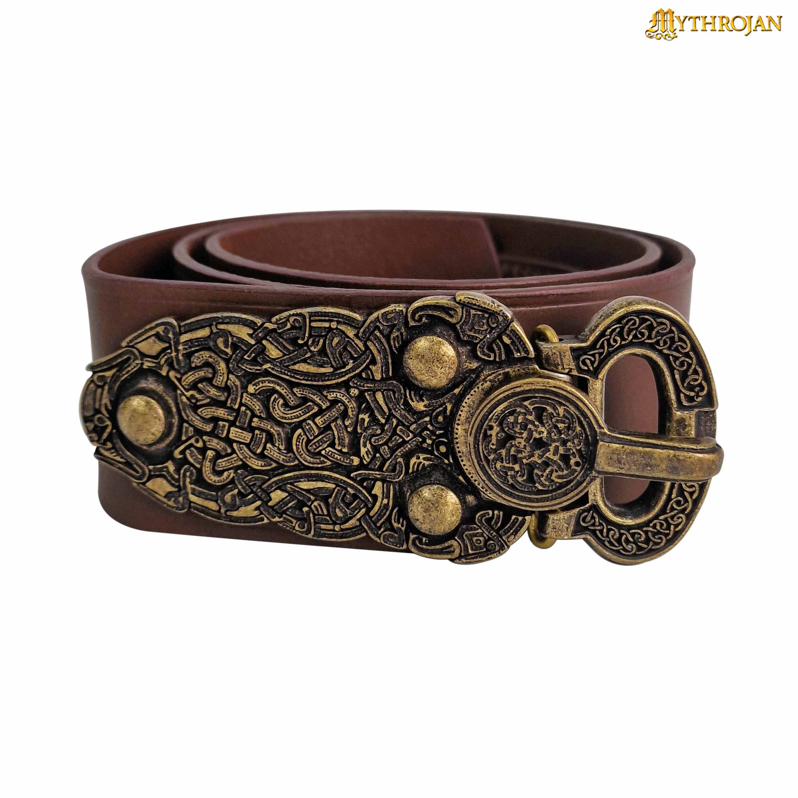 Medieval Viking Warrior belt in leather, brown color