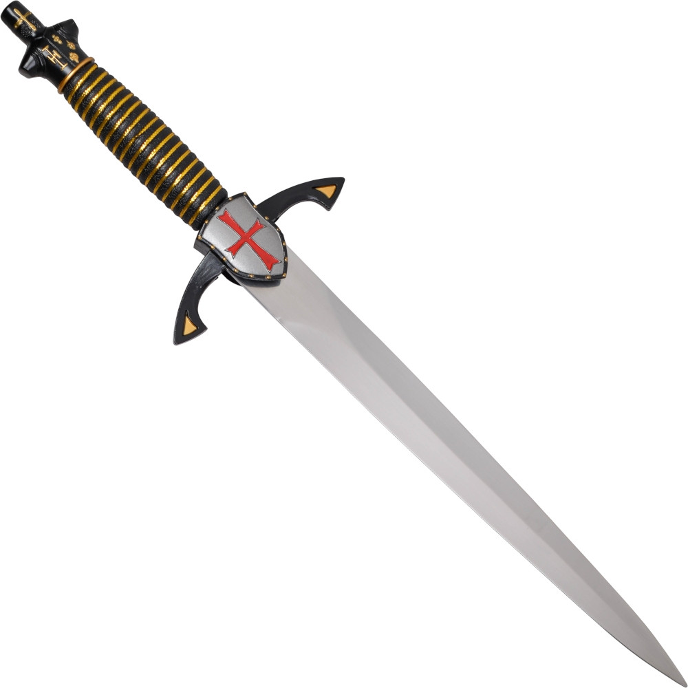 Decorative Templar dagger with golden handle and sheath (37 cm.)