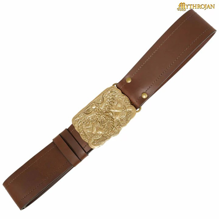Viking belt simple strap brass buckle Odin's Raven