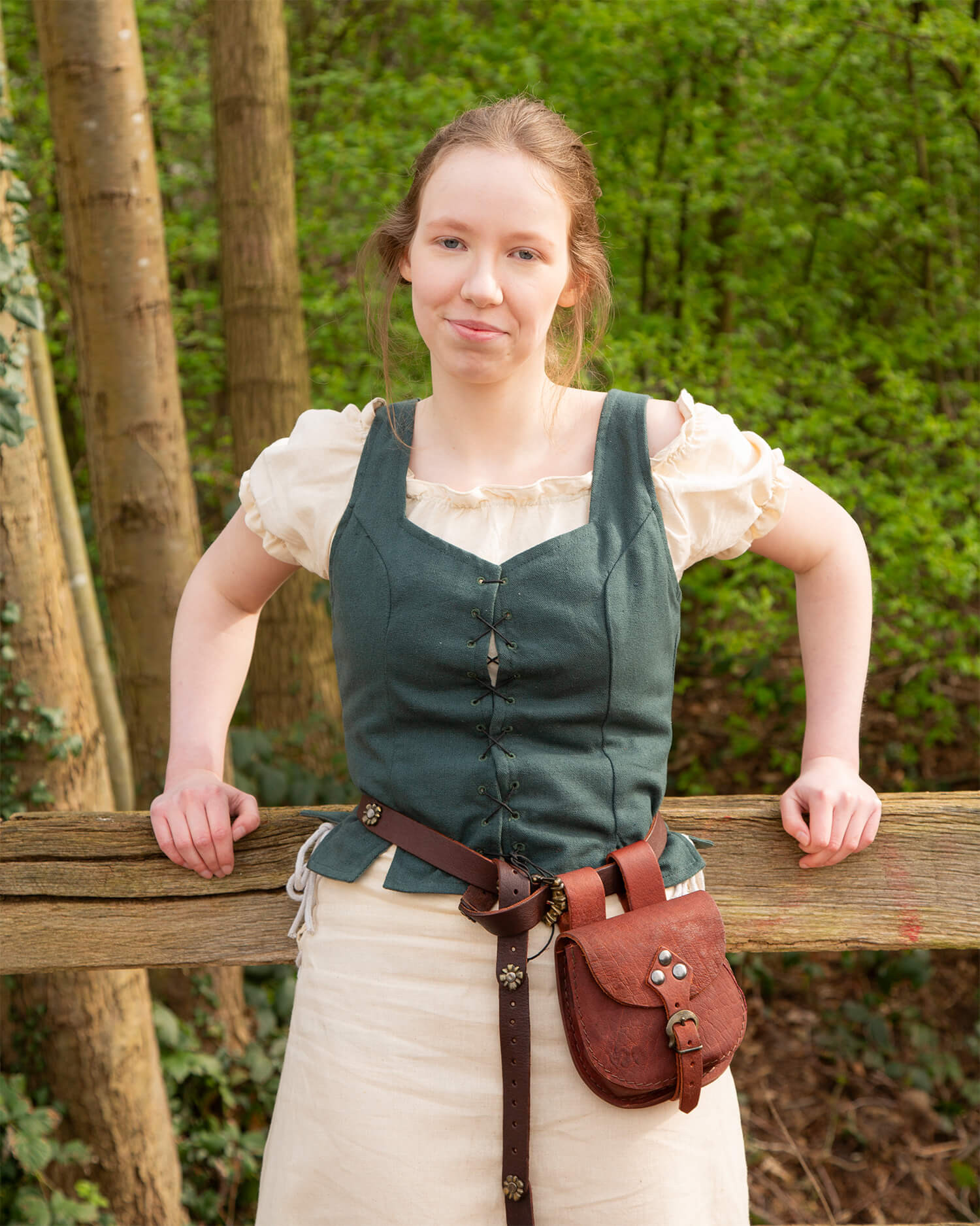 Medieval cotton corset model Tika, green