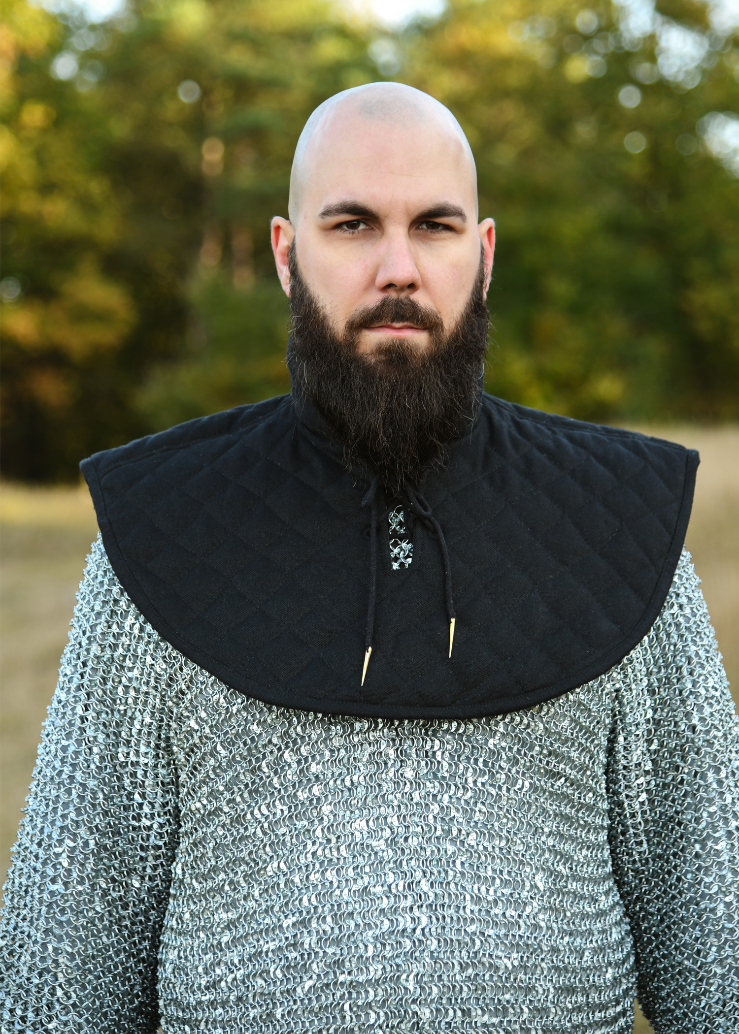 Medieval padded gorget made of cotton, black