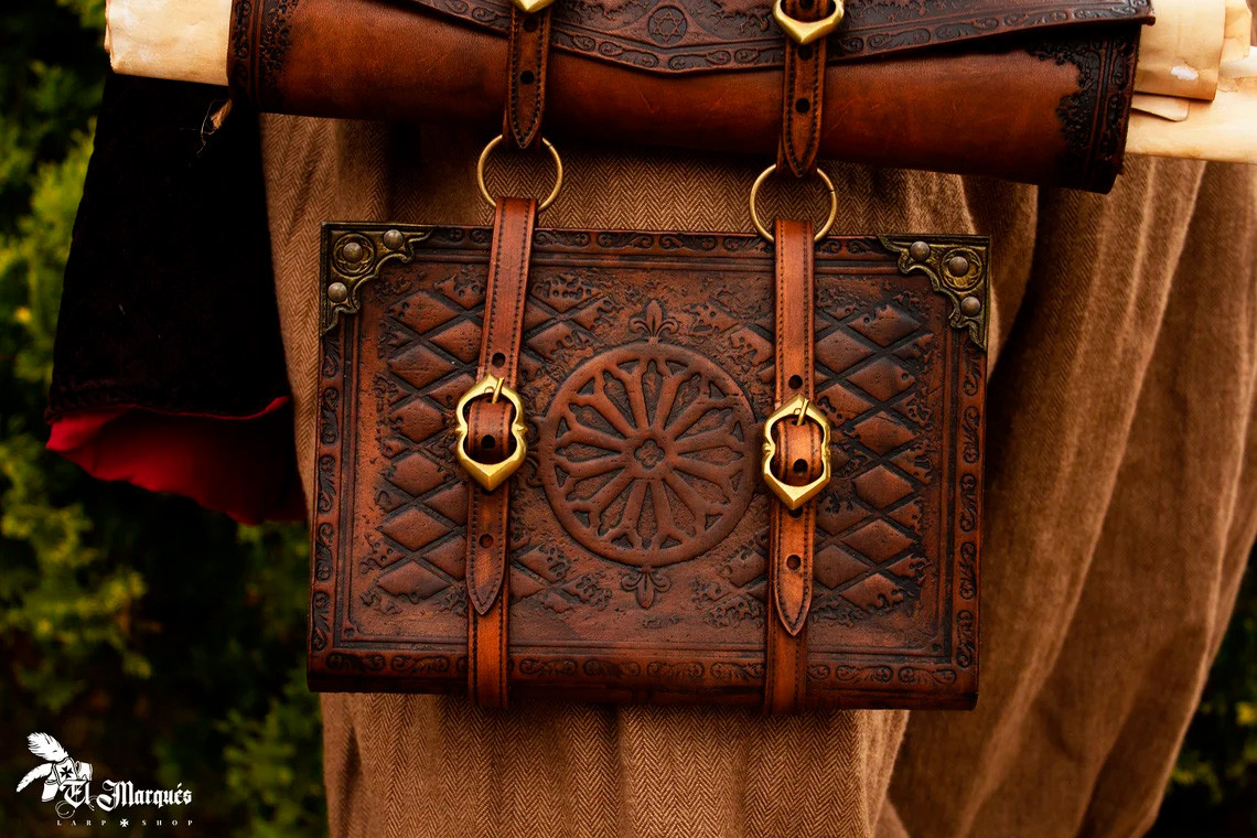 Scroll holder set with Grimoire book for LARP