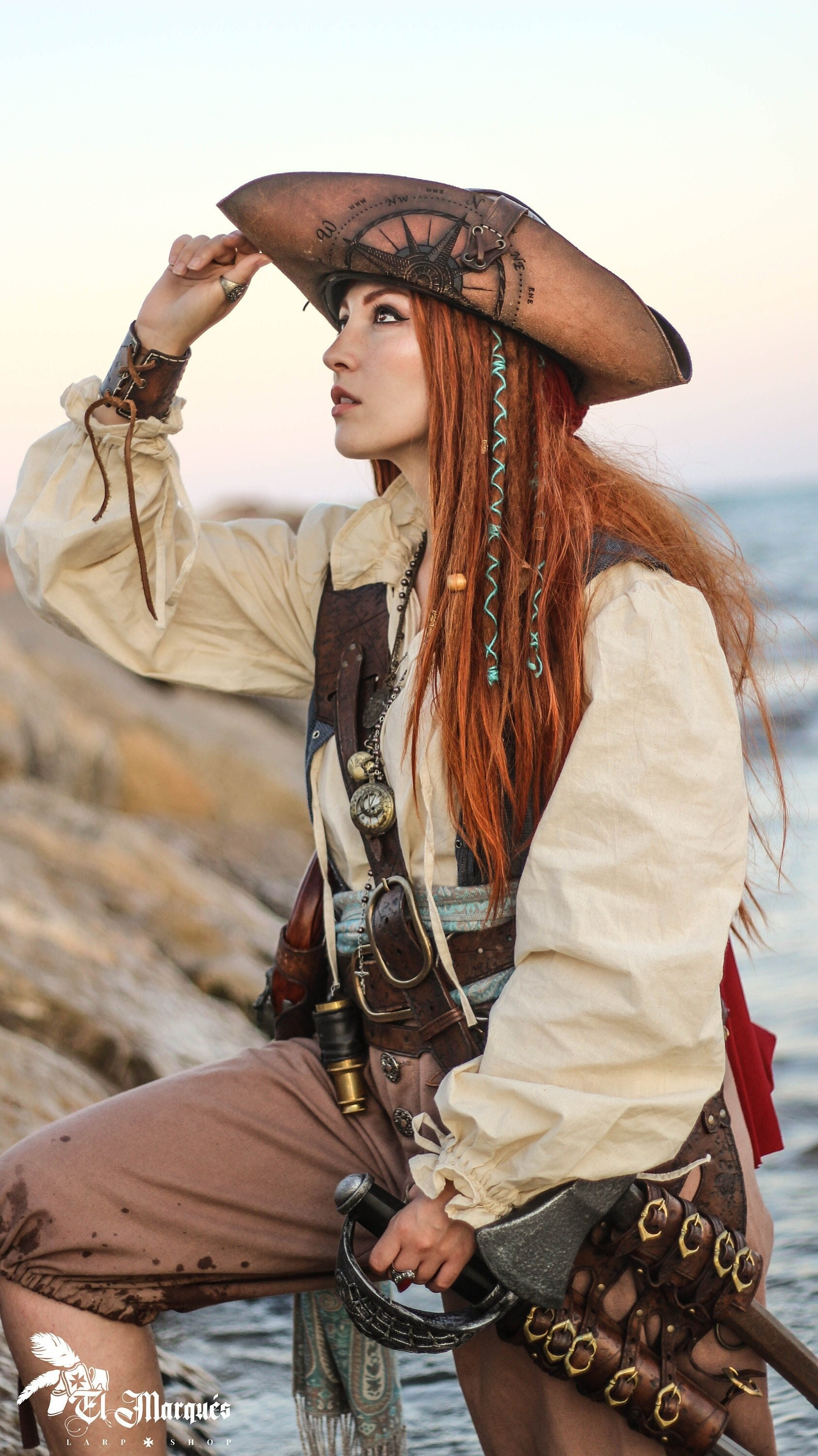 Pirate Tricorn Hat, rose of the winds