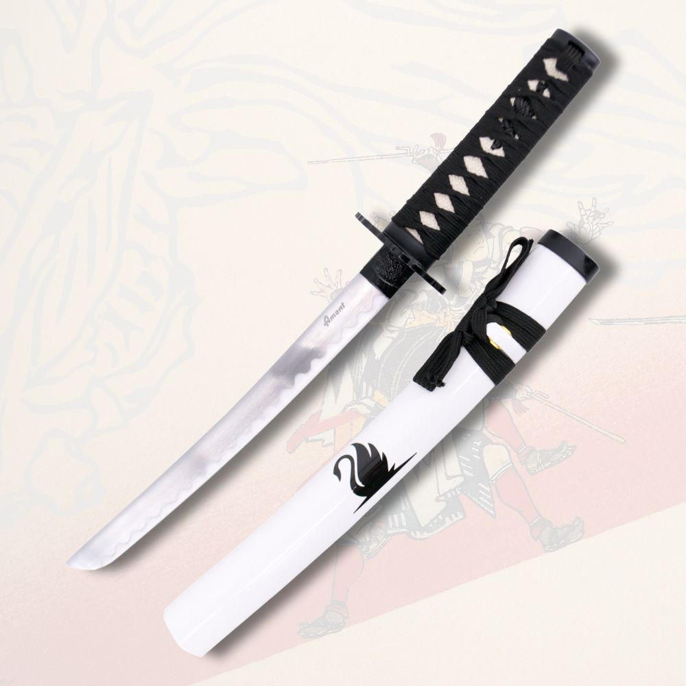 Both decorative tanto white scabbard Swan (82 cm.)