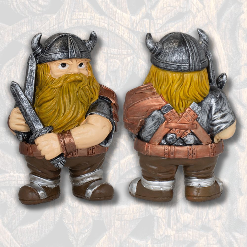 Viking resin figure with 2 swords (10.5 cm.)
