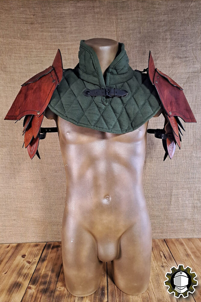 Medieval leather shoulder pads model Namor, brown