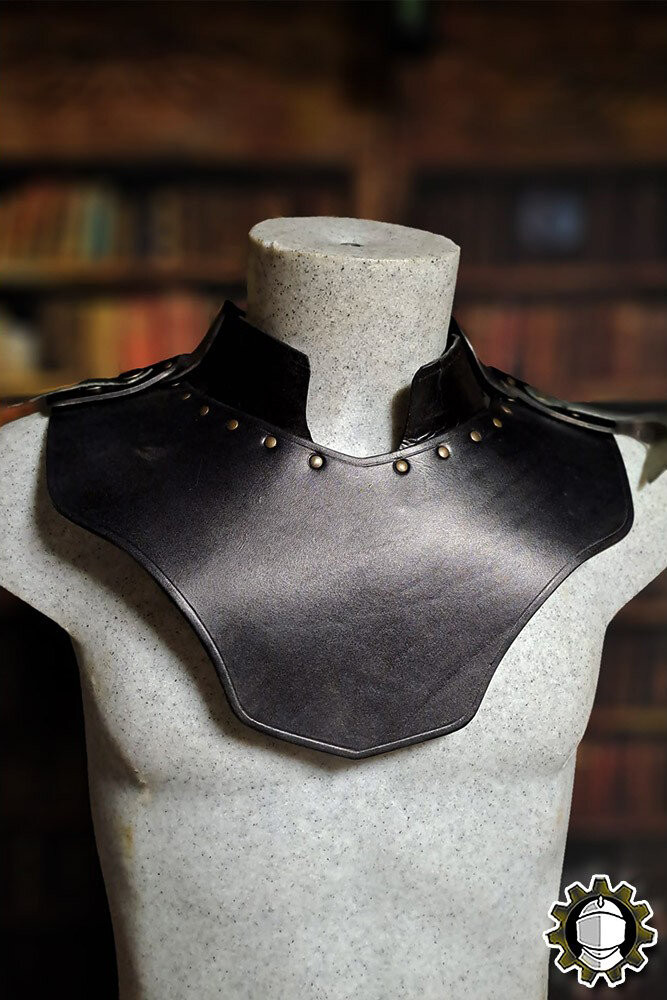 Medieval leather gorget model Cicero, black color