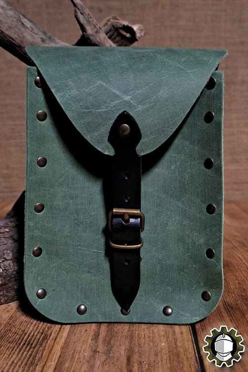 Medieval green leather bag model Jerome