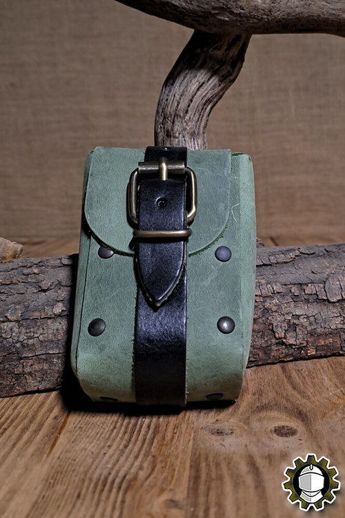 Medieval green leather bag model Adam