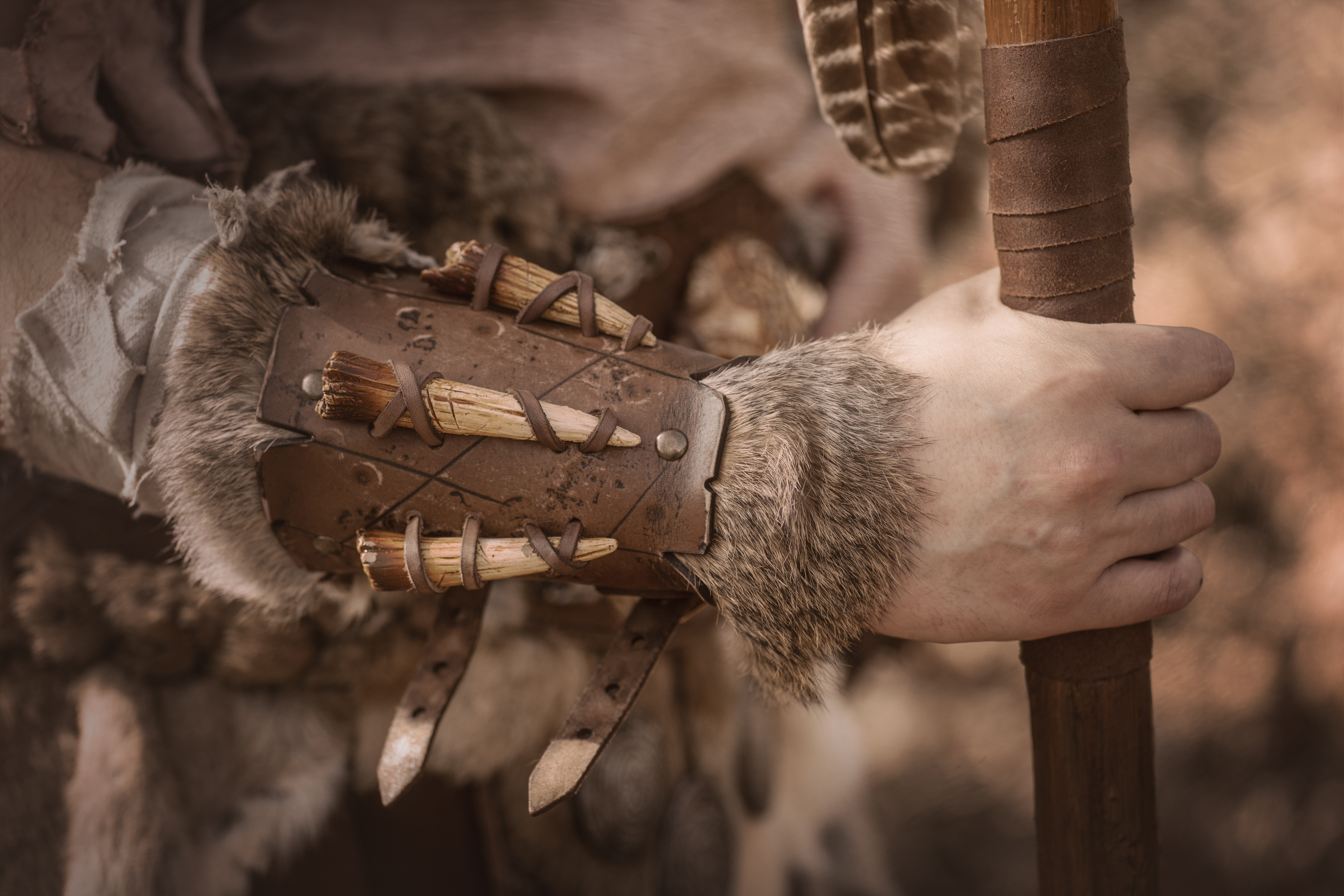 Berserker model barbarian armguards, brown