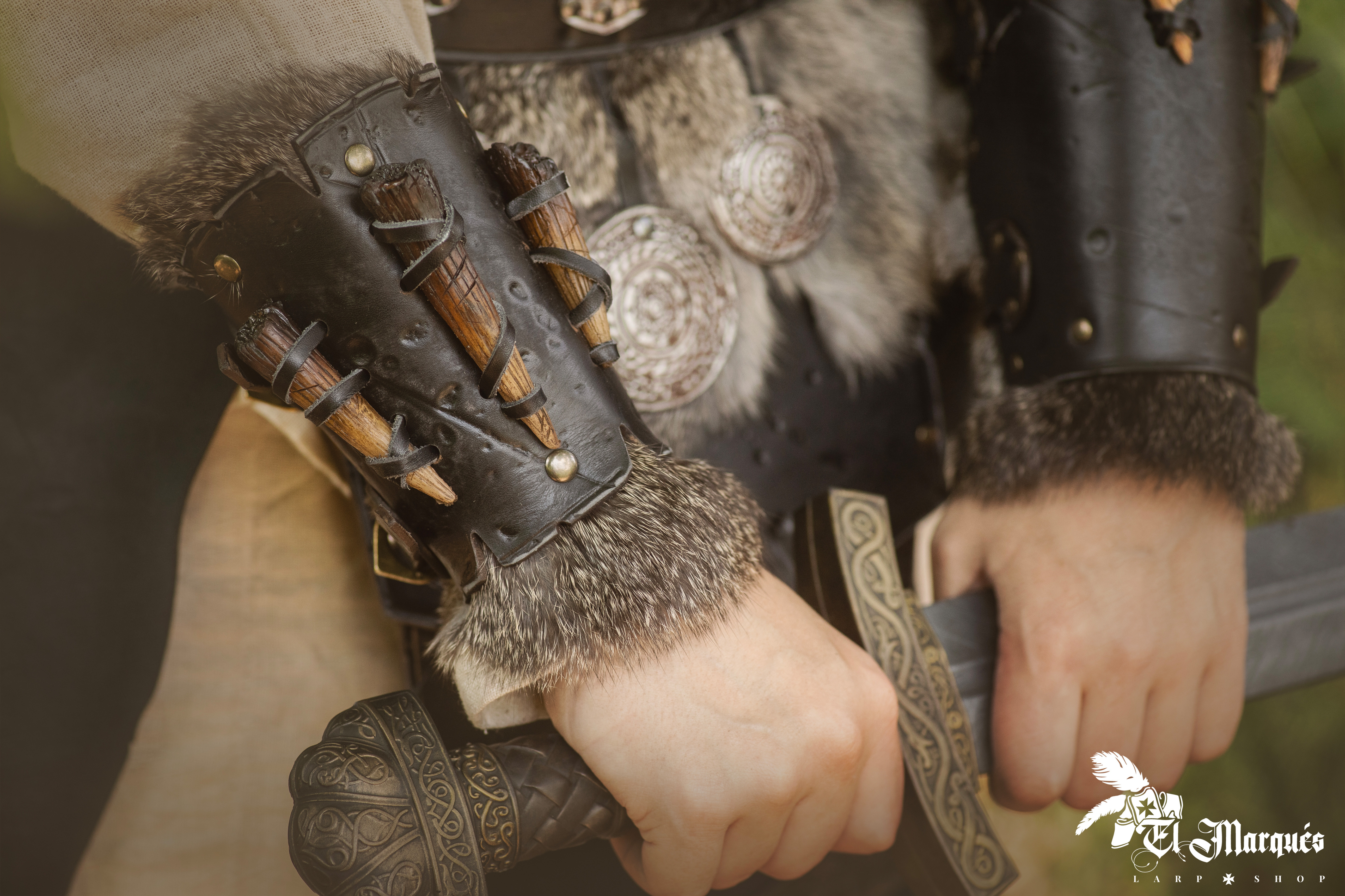 Berserker model barbaric armguards, black