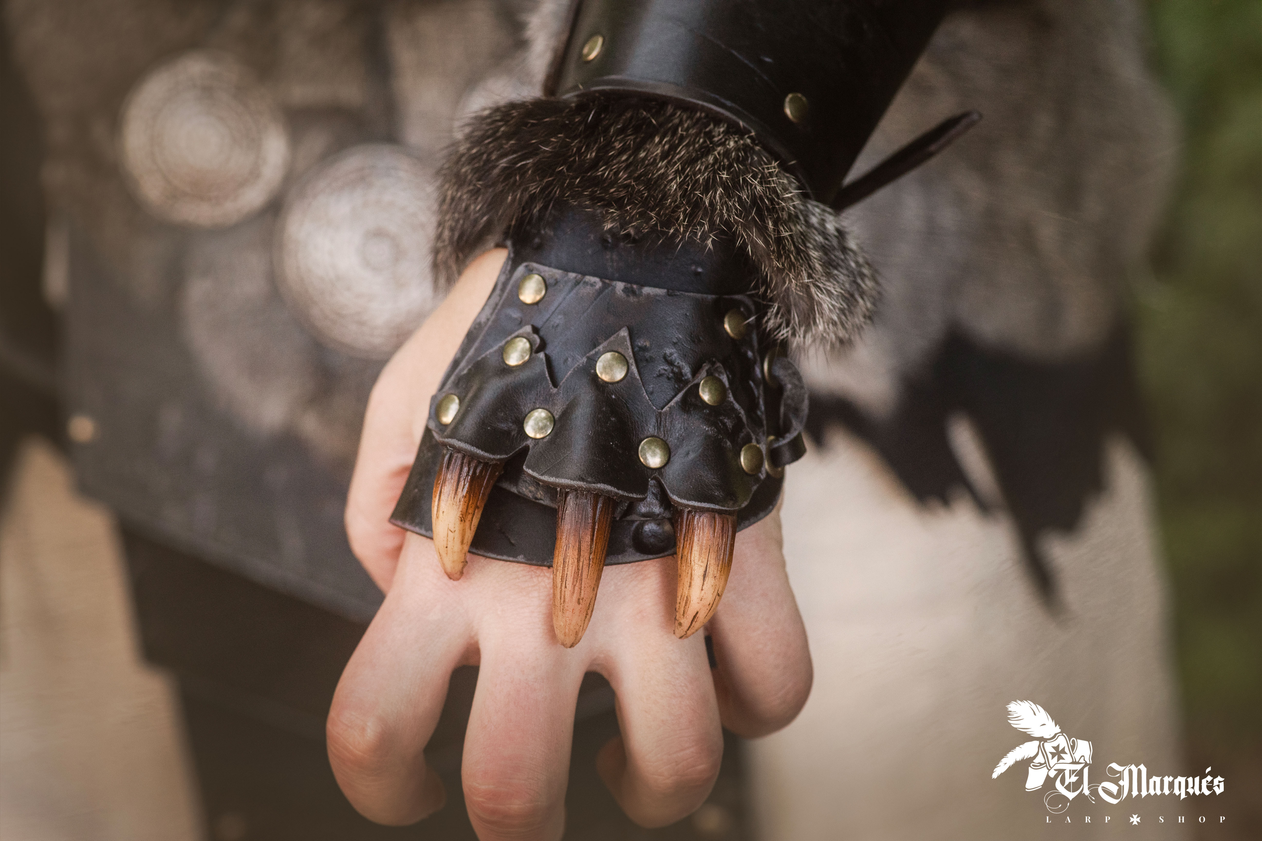 Long barbarian bracers model Berseker, black