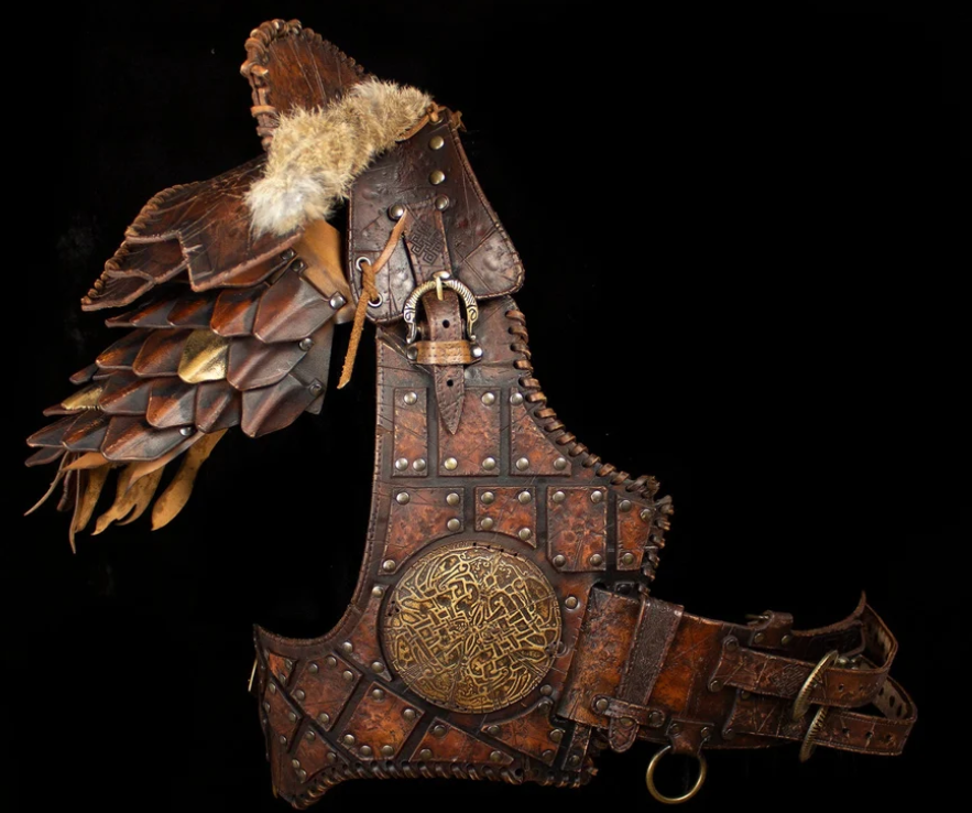Brown leather chest piece model Barbarian
