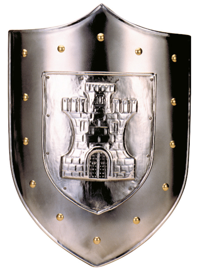 Decorative shield with castle engraving