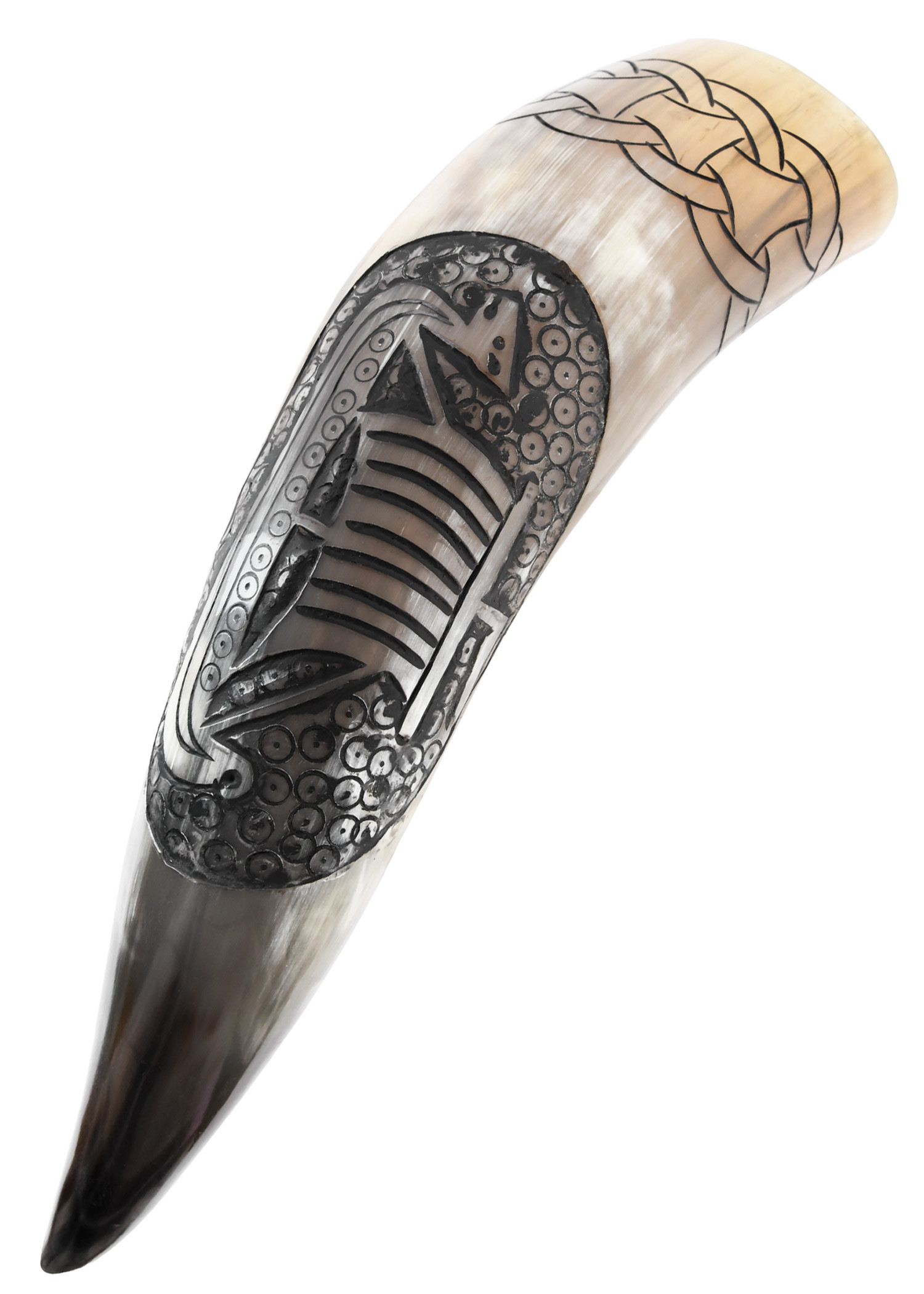 Drinking Horn Engraved Viking Ship