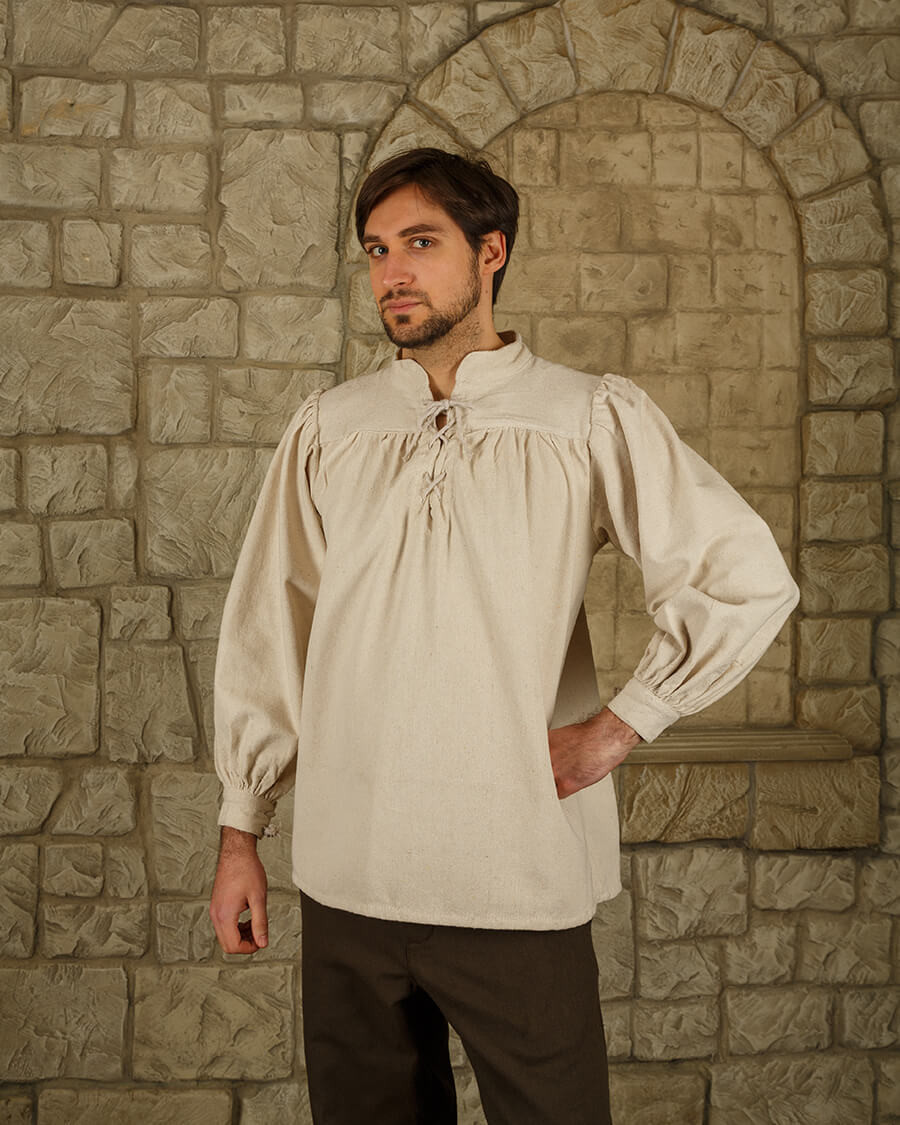 Medieval cotton shirt model Ansgar, natural white