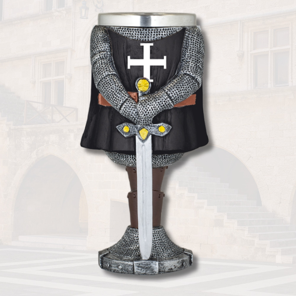 Medieval Cup in Resin Design Templar Knight